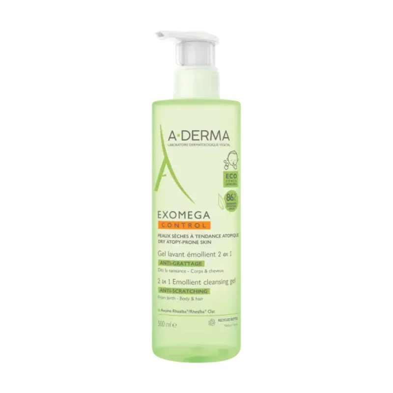A-Derma Exomega Gel Μαλακτικό Τζελ Καθαρισμού 2 σε 1 για το Ατοπικό Δέρμα με Αντλία για Μαλλιά & Σώμα, 500ml A-Derma Exomega Gel Μαλακτικό Τζελ Καθαρισμού 2 σε 1 για το Ατοπικό Δέρμα με Αντλία για Μαλλιά & Σώμα, 500ml