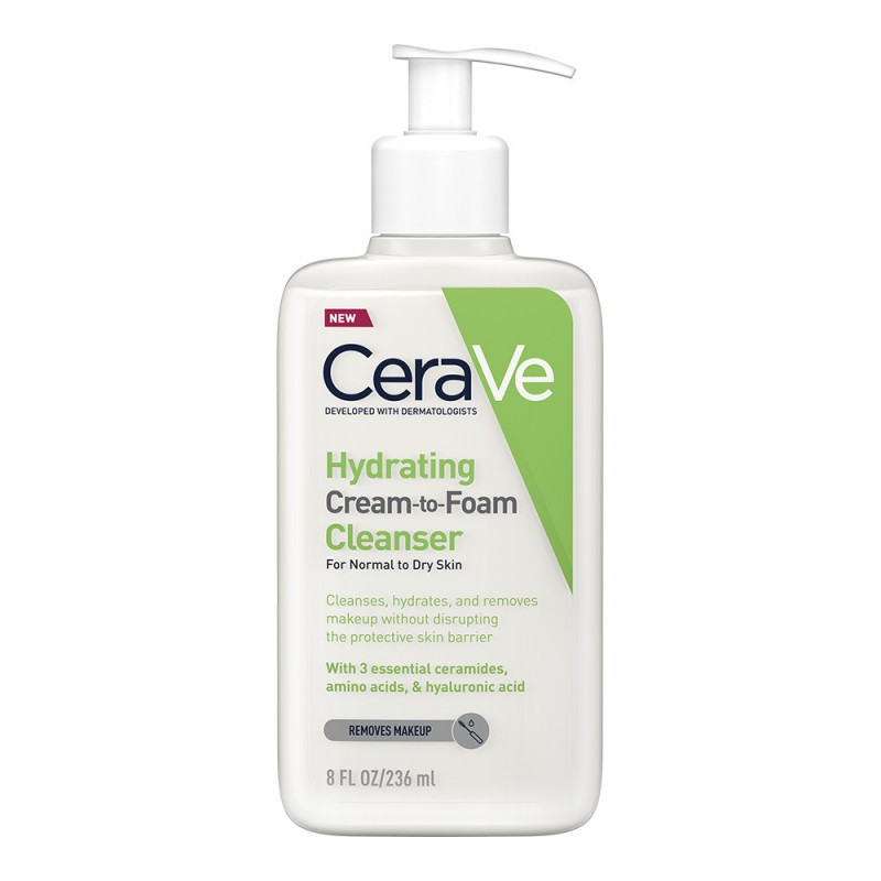 CeraVe Hydrating Cream-to-Foam Cleanser Normal to Dry Skin Αφρώδης Κρέμα Καθαρισμού Για Κανονικό & Ξηρό Δέρμα, 236ml CeraVe Hydrating Cream-to-Foam Cleanser Normal to Dry Skin Αφρώδης Κρέμα Καθαρισμού Για Κανονικό & Ξηρό Δέρμα, 236ml