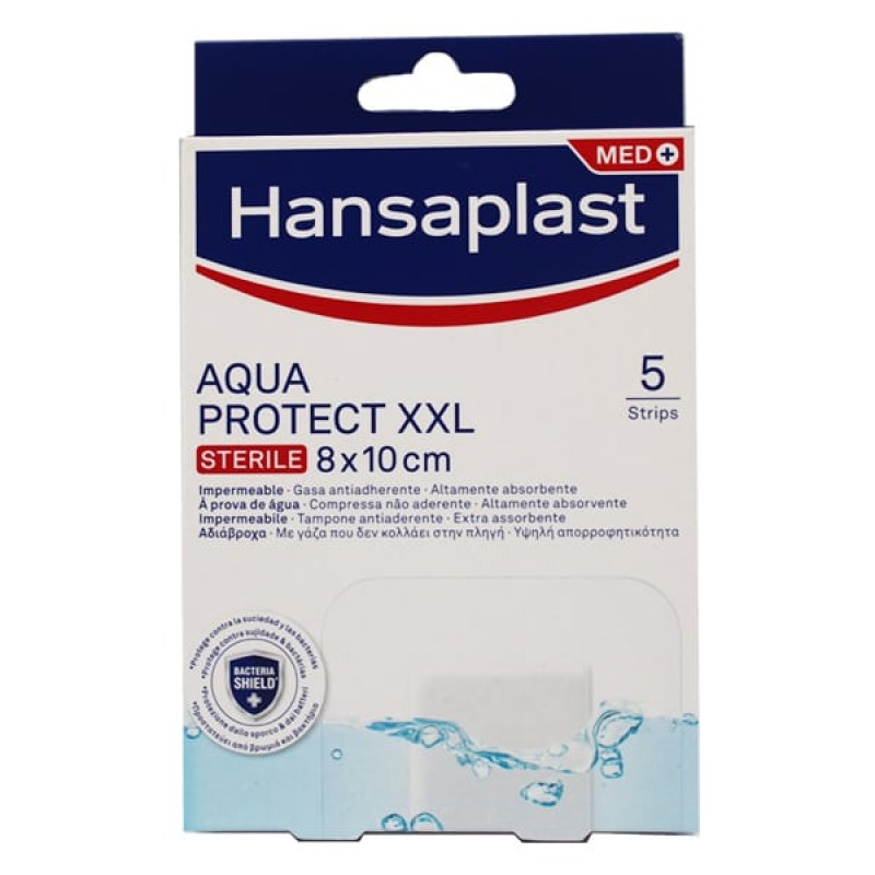 Hansaplast Aqua Protect XXL STERILE Αδιάβροχα Επιθέματα για την Κάλυψη & την Προστασία Πληγών 8x10cm, 5τμχ