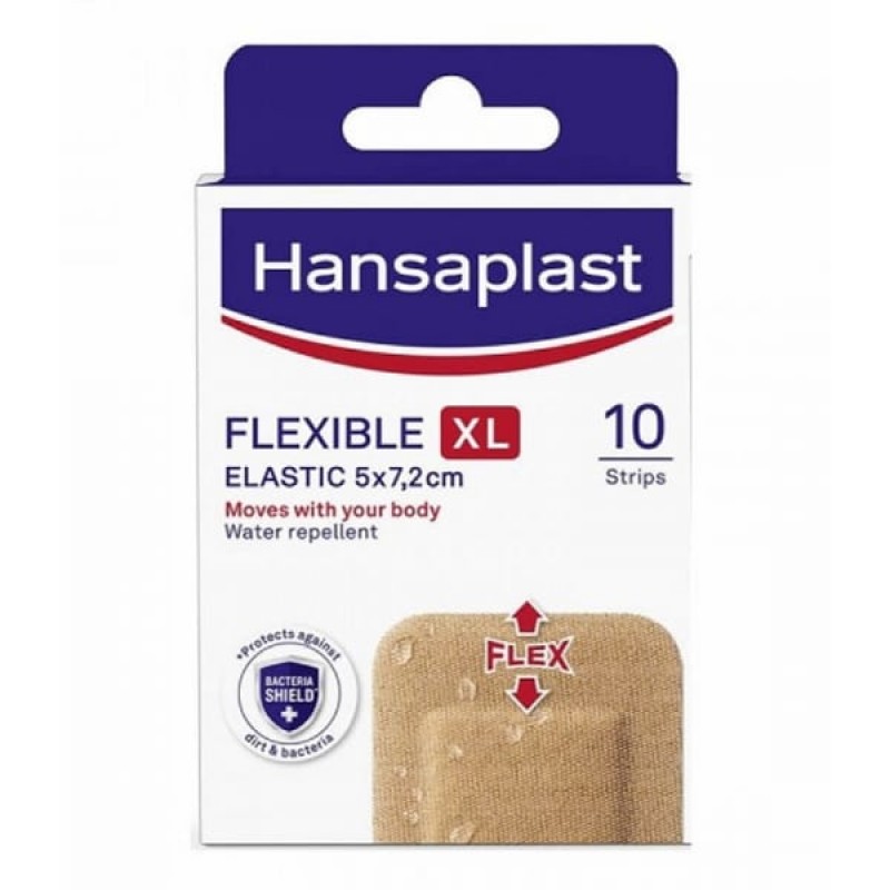 Hansaplast Flexible XL Strips Ελαστικά Επιθέματα, 5x7,2cm, 10τεμ Hansaplast Flexible XL Strips Ελαστικά Επιθέματα, 5x7,2cm, 10τεμ