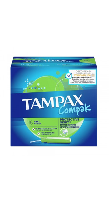 Tampax Compak Super με Απλικατέρ για Προστασία & Διακριτικότητα, 16τμχ