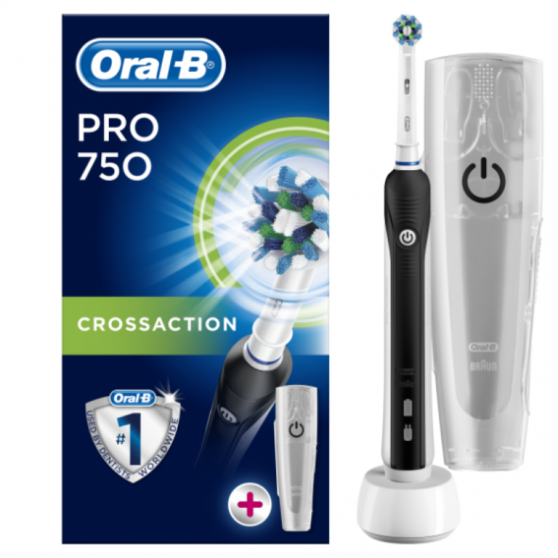 Oral-B Pro 750 3D CrossAction Special Edition Black Ηλεκτρική Οδοντόβουρτσα με ΔΩΡΟ Θήκη Ταξιδίου, Χρωμα Μαύρο Oral-B Pro 750 3D CrossAction Special Edition Black Ηλεκτρική Οδοντόβουρτσα με ΔΩΡΟ Θήκη Ταξιδίου, Χρωμα Μαύρο