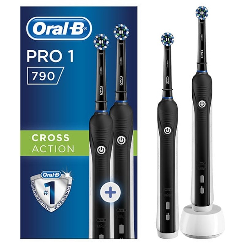 Oral-B Pro1 790 Black Edition Cross Action Ηλεκτρική Οδοντόβουρτσα, 2τεμ Oral-B Pro1 790 Black Edition Cross Action Ηλεκτρική Οδοντόβουρτσα, 2τεμ