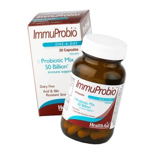 HealthAid ImmuProbio Συμπλήρωμα Διατροφής με Προβιοτικά 50 Billion & Πρεβιοτικά FOS για την Καλή Υγεία του Πεπτικού Συστήματος 30 κάψουλες
