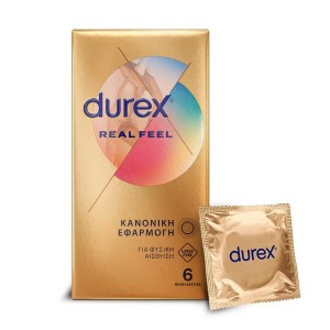 Durex Real Feel Προφυλακτικά από Προηγμένο Υλικό για πιο Φυσική Αίσθηση Κατά την Επαφή, 6τμχ