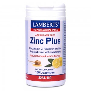 Lamberts Zinc Plus Καραμέλες Ψευδάργυρο & Βιταμίνη C για Ενίσχυση του Ανοσοποιητικού Συστήματος Κατάλληλες για Ενήλικες & Παιδιά - Γεύση Μέλι & Λεμόνι, 100 καραμέλες