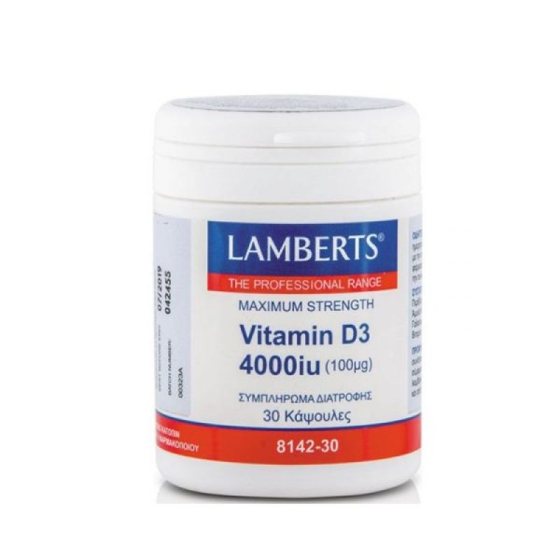 Lamberts Vitamin D3 4000iu, Υγεία Οστών, Δοντιών, Ανοσοποιητικού (100μg) 30caps Lamberts Vitamin D3 4000iu, Υγεία Οστών, Δοντιών, Ανοσοποιητικού (100μg) 30caps