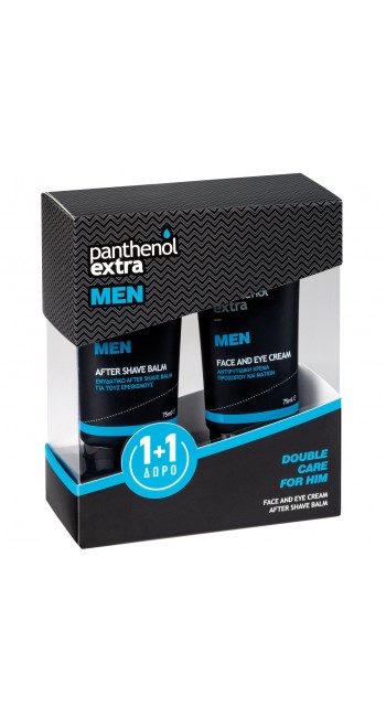 Panthenol Extra Men Double Care Promo (1+1 ΔΩΡΟ) με Face & Eye Cream Ανδρική Αντιρυτιδική Κρέμα Προσώπου & Ματιών, 75ml & After Shave Balm Ανδρικό Ενυδατικό Balm για μετά το Ξύρισμα, 75ml