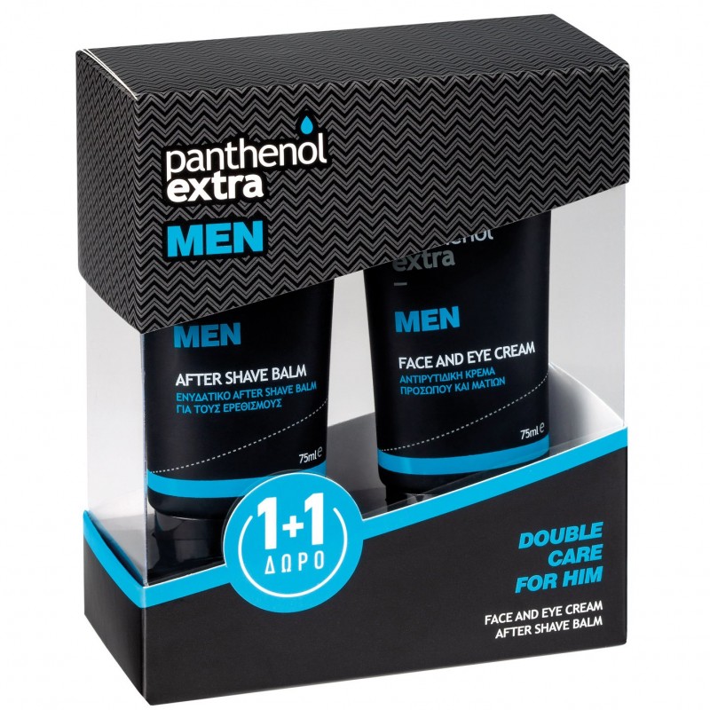 Panthenol Extra Men Double Care Promo (1+1 ΔΩΡΟ) με Face & Eye Cream Ανδρική Αντιρυτιδική Κρέμα Προσώπου & Ματιών, 75ml & After Shave Balm Ανδρικό Ενυδατικό Balm για μετά το Ξύρισμα, 75ml Panthenol Extra Men Double Care Promo (1+1 ΔΩΡΟ) με Face & Eye Cream Ανδρική Αντιρυτιδική Κρέμα Προσώπου & Ματιών, 75ml & After Shave Balm Ανδρικό Ενυδατικό Balm για μετά το Ξύρισμα, 75ml
