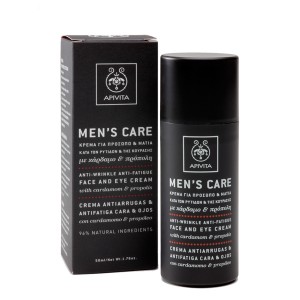 Apivita Men's Care Κρέμα κατά των Ρυτίδων & της Κούρασης για το Πρόσωπο & τα Μάτια, Με Κάρδαμο & Πρόπολη, 50ml