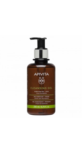 Apivita Cleansing Purifying Gel Propolis & Lime Τζελ Καθαρισμού Προσώπου για Λιπαρές - Μεικτές Επιδερμίδες με Πρόπολη & Κίτρο, 200ml

