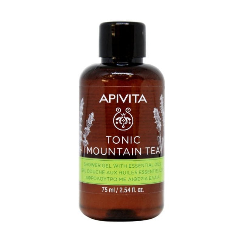 Apivita Tonic Mountain Tea Shower Gel with Essential Oils Αφρόλουτρο με Αιθέρια Έλαια - Τσάι του Βουνού, 75ml