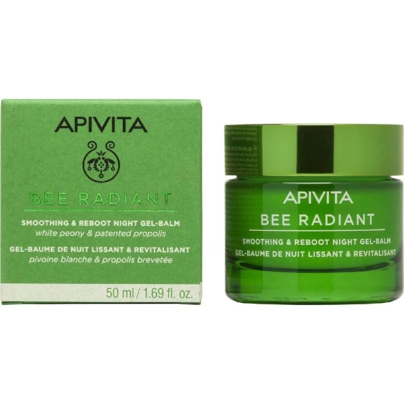 Apivita Bee Radiant Smoothing & Reboot Night Gel-Balm White Peony & Patented Propolis Κρέμα Νύχτας για Λεία, Ξεκούραστη & Λαμπερή Επιδερμίδα, 50ml Apivita Bee Radiant Smoothing & Reboot Night Gel-Balm White Peony & Patented Propolis Κρέμα Νύχτας για Λεία, Ξεκούραστη & Λαμπερή Επιδερμίδα, 50ml