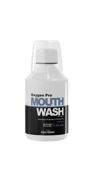 Frezyderm Mouthwash Oxygen Pro Στοματικό Διάλυμα Με Ενεργό Οξυγόνο, Βιονεργό Πεπτίδιο & Υαλουρονικό Οξύ, 250ml