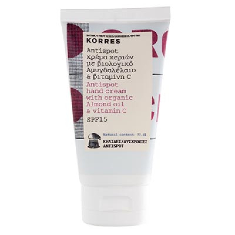 Korres Antispot Κρέμα Χεριών κατά των Πανάδων SPF15 με Αμυδγαλέλαιο & Vitamin C, 75ml Korres Antispot Κρέμα Χεριών κατά των Πανάδων SPF15 με Αμυδγαλέλαιο & Vitamin C, 75ml