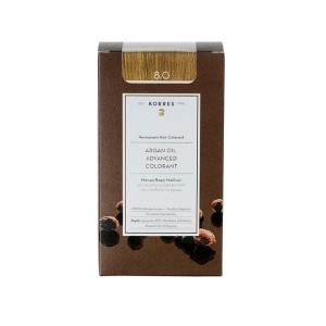 Korres Argan Oil Advanced Colorant 8.0 Ξανθό Ανοιχτό Μόνιμη Βαφή Μαλλιών με Τεχνολογία Pigment Lock που κλειδώνει το Χρώμα, 50ml