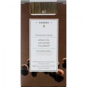 Korres Argan Oil Advanced Colorant 6.1 Ξανθό Σκούρο Σαντρέ Μόνιμη Βαφή Μαλλιών με τεχνολογία Pigment-Lock που κλειδώνει το χρώμα 50ml