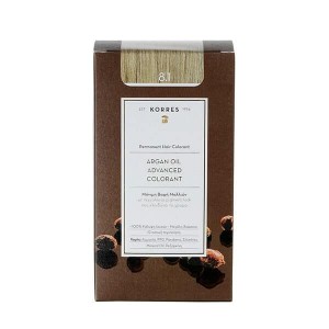 Korres Argan Oil Advanced Colorant 8.1 Ξανθό Ανοιχτό Σαντρέ Μόνιμη Βαφή Μαλλιών με Τεχνολογία Pigment Lock που κλειδώνει το Χρώμα, 50ml