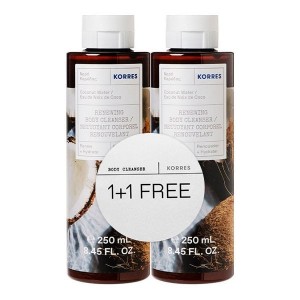 Korres 1+1 Δώρο Πακέτο Προσφοράς Renewing Body Cleanser Coconut Water Αφρόλουτρο Gel Νερό Καρύδας, 2x250ml
