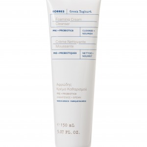 Korres Greek Yoghurt Foaming Cream Cleanser Pre+ Probiotics Αφρώδης Κρέμα Καθαρισμού με Ελληνικό Γιαούρτι & Πρεβιοτικά-Πρoβιοτικά, 150ml