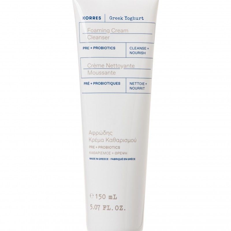 Korres Greek Yoghurt Foaming Cream Cleanser Pre+ Probiotics Αφρώδης Κρέμα Καθαρισμού με Ελληνικό Γιαούρτι & Πρεβιοτικά-Πρoβιοτικά, 150ml