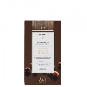 Korres Argan Oil Advanced Colorant 7.17 Βαφή Μαλλιών Ξανθό Σκούρο Μπεζ, 1 τεμάχιο