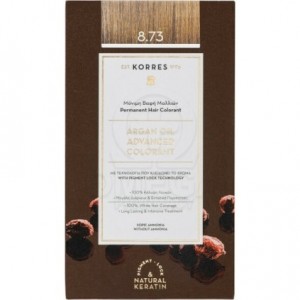 Korres Argan Oil Advanced Colorant 8.73 Βαφή Μαλλιών Χρυσή Καραμέλα, 1 τεμάχιο