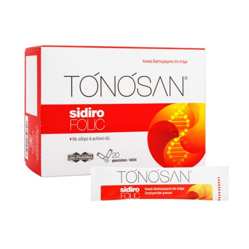 Tonosan SidiroFOLIC, Συμπλήρωμα Διατροφής Για Την Κάλυψη Των Καθημερινών Απαιτήσεων Σε Σίδηρο & Φυλλικό Οξύ, 20 sticks Tonosan SidiroFOLIC, Συμπλήρωμα Διατροφής Για Την Κάλυψη Των Καθημερινών Απαιτήσεων Σε Σίδηρο & Φυλλικό Οξύ, 20 sticks