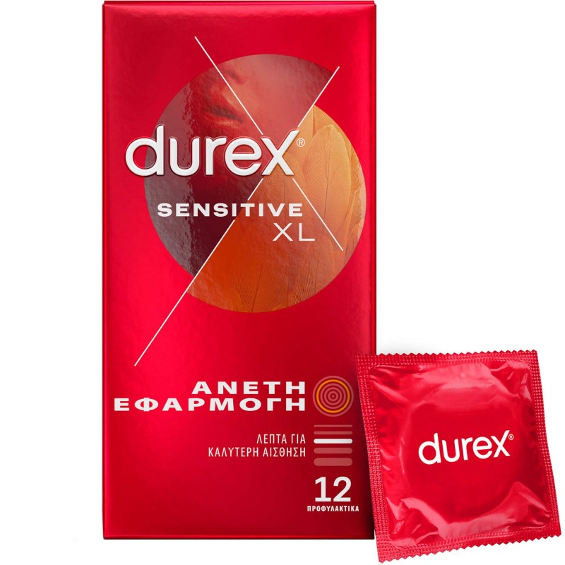 Durex Προφυλακτικά Λεπτά Sensitive XL με Άνετη Εφαρμογή, 12τμχ Durex Προφυλακτικά Λεπτά Sensitive XL με Άνετη Εφαρμογή, 12τμχ