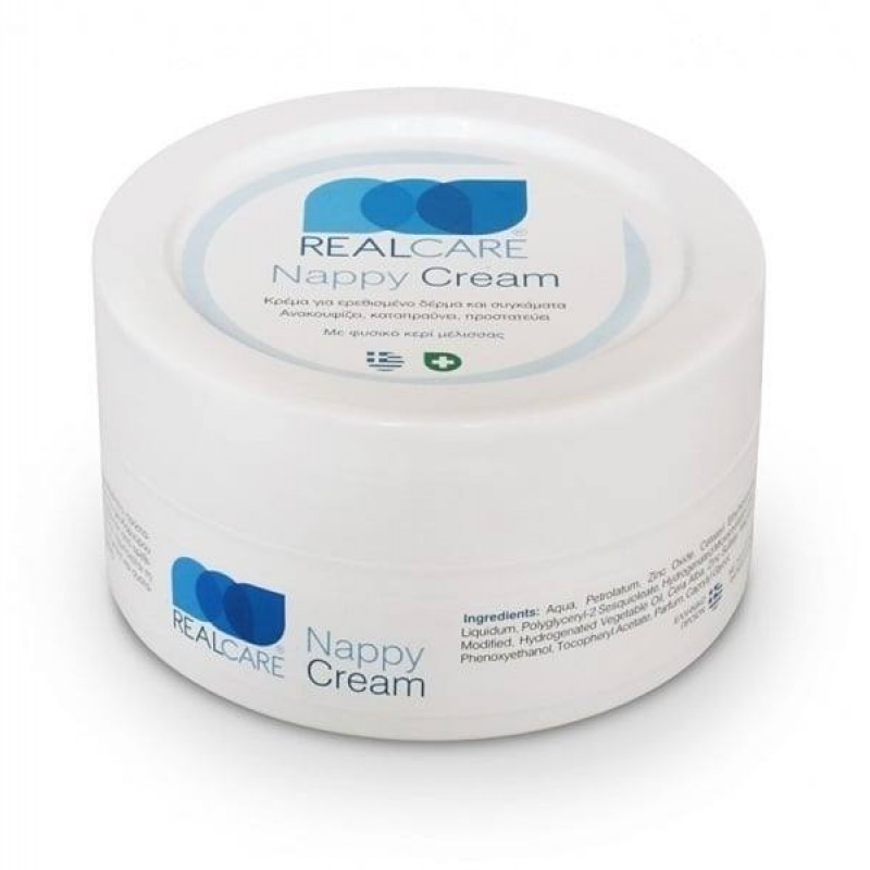 Real Care Nappy Cream Προστατευτική & Αδιάβροχη Κρέμα για την Αλλαγή της Πάνας με Οξείδιο Ψευδαργύρου, 150ml