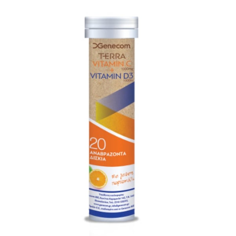 Genecom Terra Vitamin C 1000mg & Vitamin D3 1000IU Γεύση Πορτοκάλι, 20eff. Tabs Genecom Terra Vitamin C 1000mg & Vitamin D3 1000IU Γεύση Πορτοκάλι, 20eff. Tabs