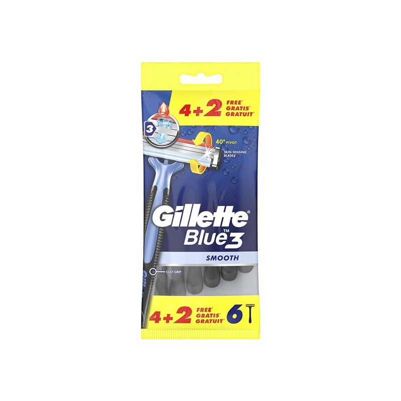 Gillette Blue3 Smooth Ξυραφάκια μιας Χρήσης, 4+2τμχ Gillette Blue3 Smooth Ξυραφάκια μιας Χρήσης, 4+2τμχ