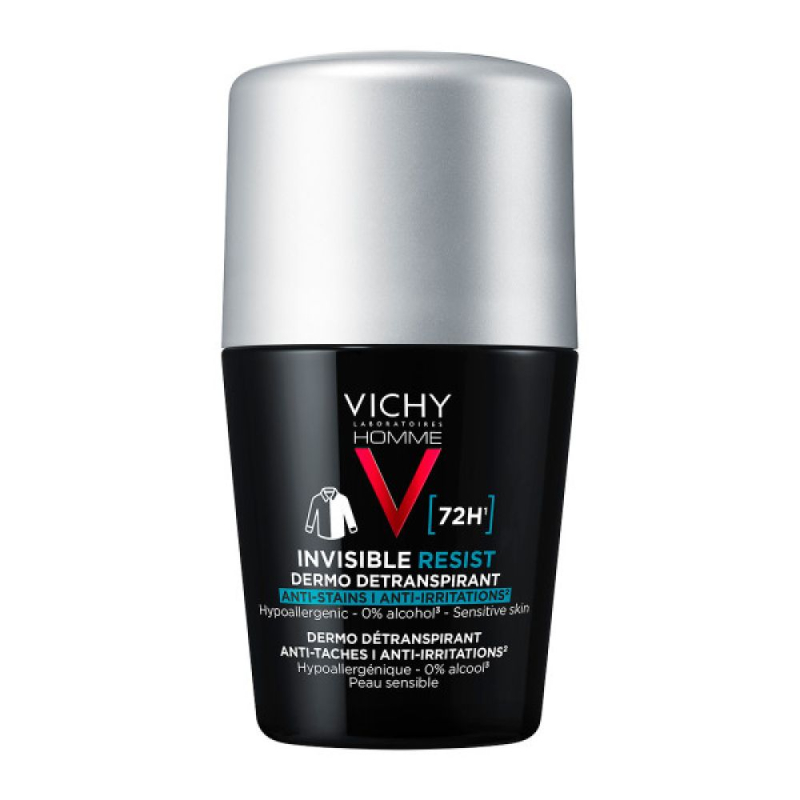 Vichy Invisible Resist 72H Roll-On — Αποσμητικό Κατά των Σημαδιών & της Έντονης Εφίδρωσης (50ml)