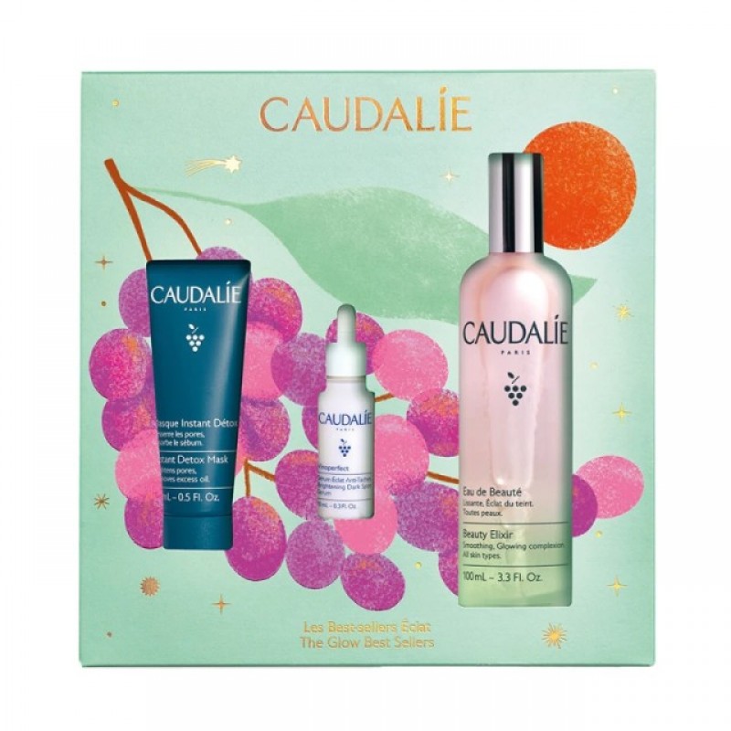Caudalie Xmas Promo με Beauty Elixir 100ml, Instant Detox Mask 15ml & Vinoperfect Serum 10ml