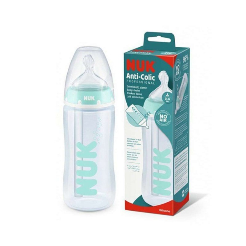 Nuk Anti-Colic Professional Πλαστικό Μπιμπερό Κατά των Κολικών με Θηλή Σιλικόνης, 0-6 μηνών, 300ml