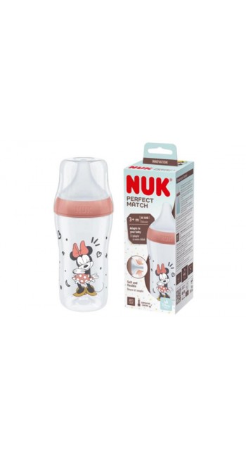 NUK Perfect Match Μπιμπερό Σιλικόνης Minnie Mouse 3+m (260ml)