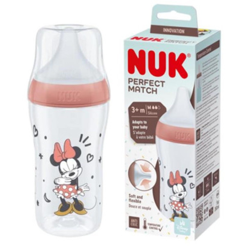NUK Perfect Match Μπιμπερό Σιλικόνης Minnie Mouse 3+m (260ml)