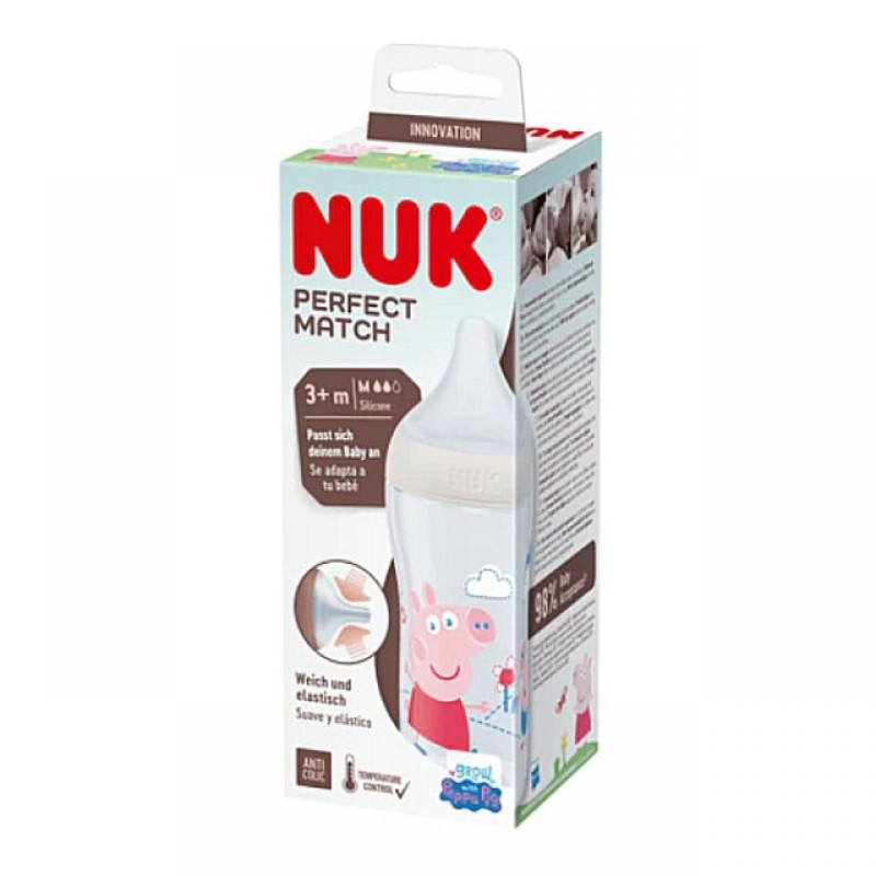 NUK Perfect Match Πλαστικό Μπιμπερό Peppa Pig 3m+ (260ml)