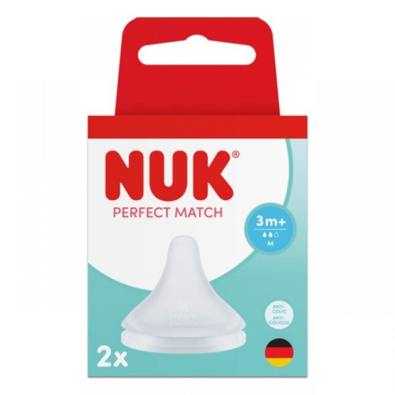 NUK Perfect Match Θηλές Σιλικόνης 3m+ Medium (2 τεμάχια)
