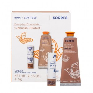 Korres Set Hands & Lips to Go (Κρέμα Χεριών Almond Nut 50ml & Lip Balm Βούτυρο Κακάο 4.5g)