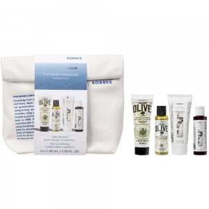 Korres Promo Travel Size Set: Olive Blossom Body Care & Aloe Dittany Hair Care + Δώρο Νεσεσέρ