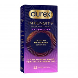 Durex Intensity Regular Εξαιρετικά Λεπτά Προφυλακτικά Extra Lube (12 Τεμάχια)