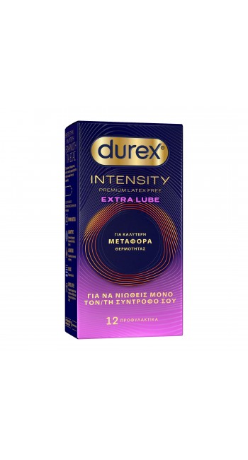 Durex Intensity Regular Εξαιρετικά Λεπτά Προφυλακτικά Extra Lube (12 Τεμάχια)