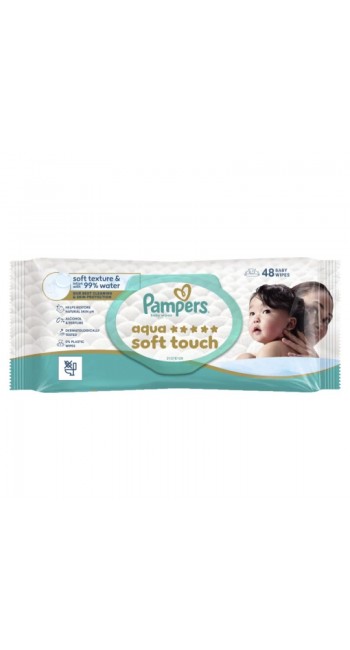 Pampers Aqua Soft Touch Βρεφικά Μωρομάντηλα (60 τμχ)