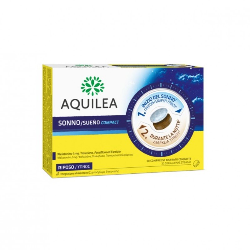 Aquilea Sueño Compact - Συμπλήρωμα Διατροφής με Μελατονίνη (30 δισκία)