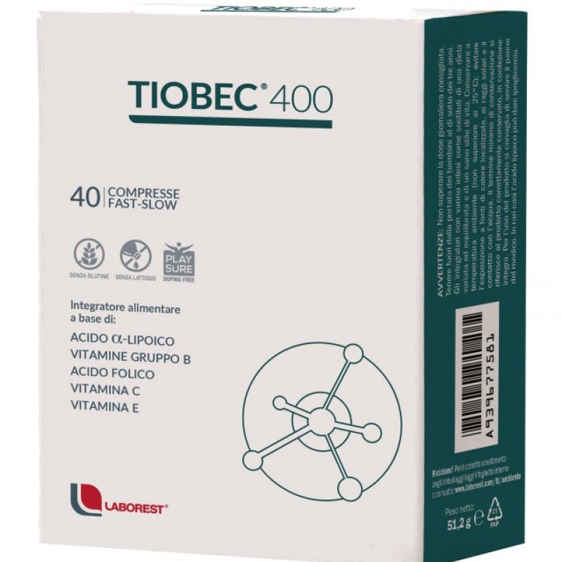 Tiobec 400 - Συμπλήρωμα Διατροφής για το Νευρικό Σύστημα & το Οξειδωτικό Στρες (40 κάψουλες)