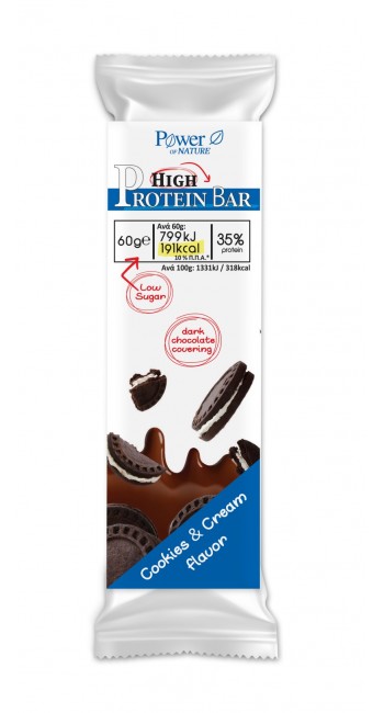 Power Health Protein Bar Cookies & Cream με Επικάλυψη Σκούρας Σοκολάτας (60gr)