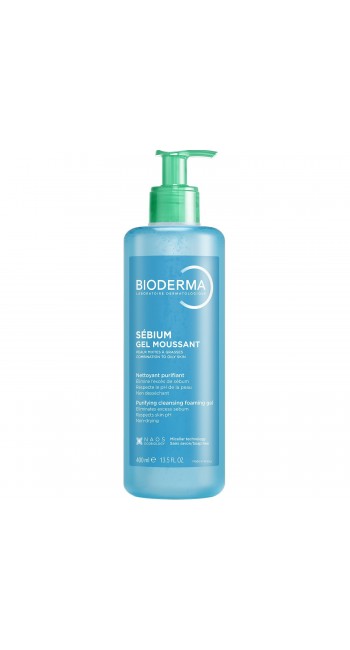 Bioderma Sebium Gel Moussant Εξυγιαντικό Gel Καθαρισμού για Λιπαρό Δέρμα με Τάση Ακμής 400ml