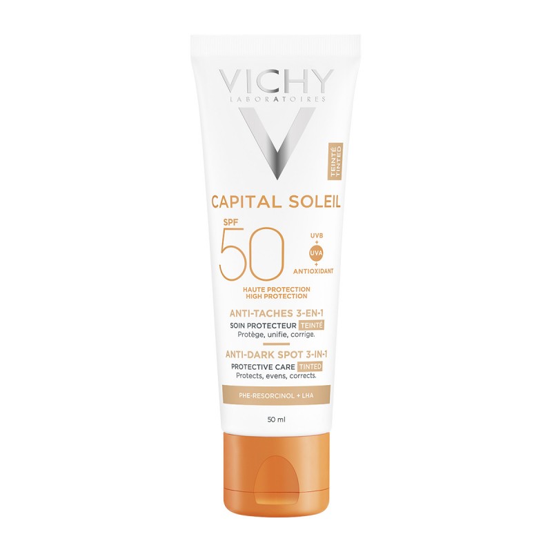Vichy Capital Soleil Anti Dark Spot Tinted 3in1 SPF50+ Αντιηλιακή Κρέμα Προσώπου Κατά των Κηλίδων με Χρώμα, 50ml