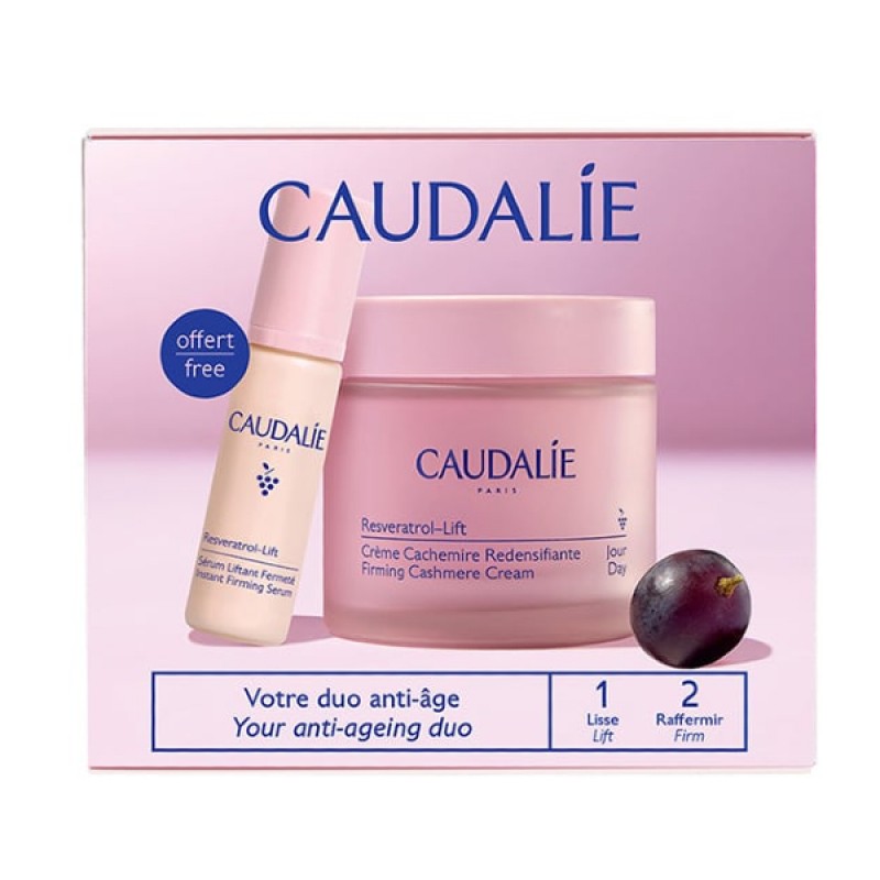 Caudalie Resveratrol-Lift Firming Cashmere Συσφιγκτική & Αντιρυτιδική Κρέμα Ημέρας & Δώρο Instant Firming Αντιρυτιδικός & Συσφιγκτικός Ορός Προσώπου